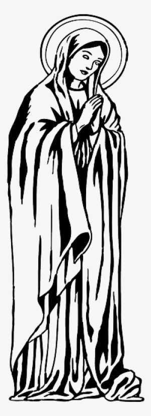 Religious Angel Clip Art - Mother Mary Black And White Clipart