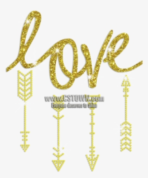 Gold Love Arrow Of Cupid Iron On Glitter Rhinestone - Valentine's Day