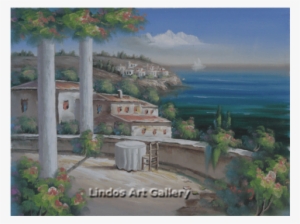 Table And Chair Greek Seaview Painting - Painting