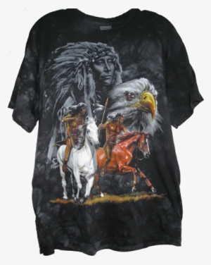 Black T Shirt W/native American Riders $13 - T-shirt