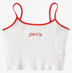 Ribbed Paris Embroidered Tank Top - Aesthetic Crop Tops Png