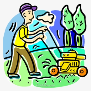 Cortar A Grama Livre De Direitos Vetores Clip Art Ilustração - Cutting The Lawn