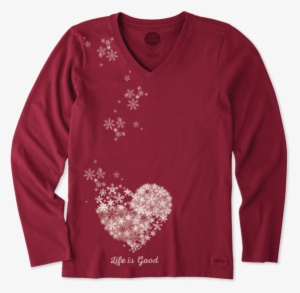 Women's Floating Hearts Long Sleeve Crusher Vee - Life Is Good