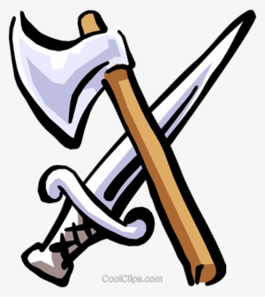 Axe And Sword Royalty Free Vector Clip Art Illustration - Sword And Axe
