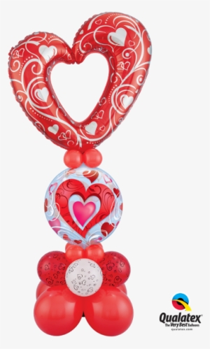 1 Red Hearts & Filigree Bubble Balloon