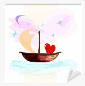 Card With Hearts Floating On A Boat Wall Mural • Pixers® - Boat