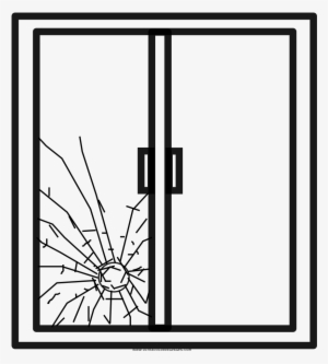Broken Window Coloring Page - Line Art