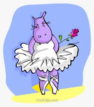 Ballerina Royalty Free Vector Clip Art Illustration - Cartoon Character Hippopotame Ballerina