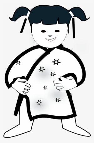 Chinese Girl Icon Black White Clipartist - Chinese Clipart Black And White