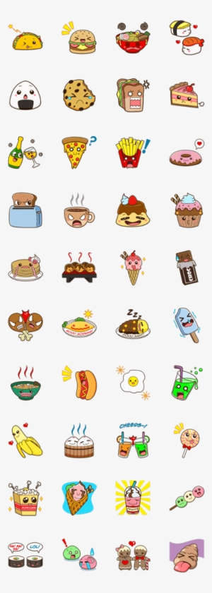 Enjoy This Lovely Food Emoji Set - Food Line Sticker Transparent