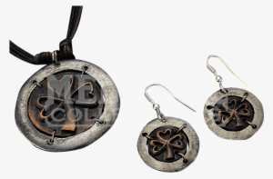 Antiqued Silver And Copper Lucky Charm Necklace And - Pendant