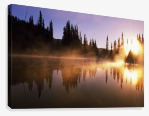 Sunbeams Through Mist On Lake Canvas Print