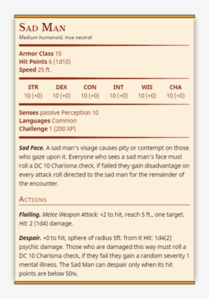 Sad Man - - Dread Emperor 5e