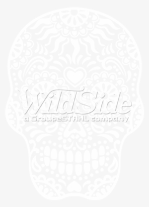 Sugar Skull - White Ink - Sugar Skull Black Background