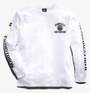 Men's White Skull Long Sleeve Tee - Long Sleeve White Skull