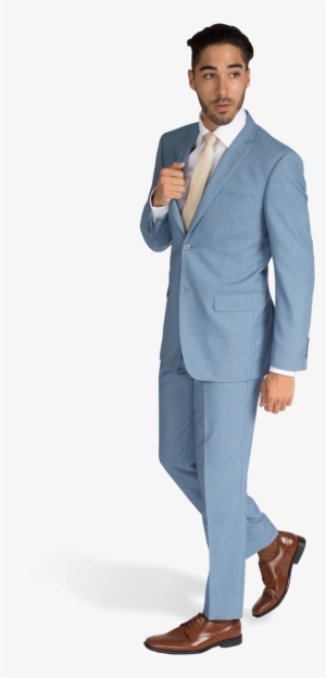 Light Blue Suit Front View Moving - Light Blue Suits With Navy Tie