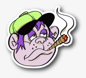Cartoon Monkey Smoking Joint Sticker - Cartoon Monkey Smoking Weed