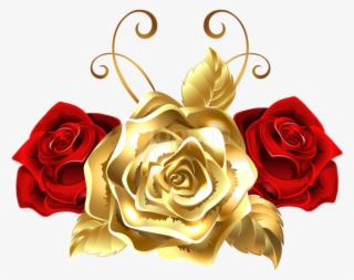 Gold And Red Roses Png Clip Art Image - Gold And Red Roses Png