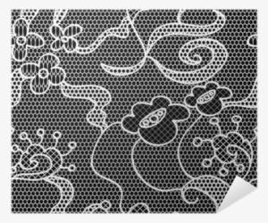 Black Lace Vector Fabric Seamless Pattern With Flowers - Textile