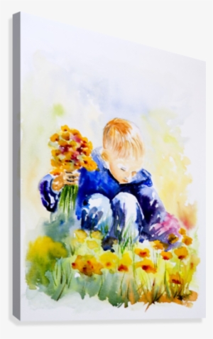 Flowers For Mommy Canvas Print - Watercolor Paint