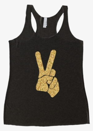 Dress Yourself Up In Gold Colored Inspiration With - Tendendo O Sinal De Paz Metálico Da Mão Camiseta