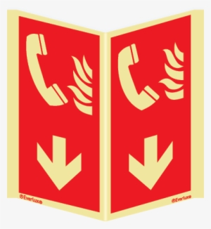 S2609 Fire Emergency Telephone With Downward Arrow - Pictogrammes 3d En Aluminium Photoluminescents Nf En