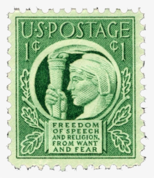 Freedom Of Speech And Religion, From Want And Fear- - 1 Cent Freedom Of Speech Postage Stamp