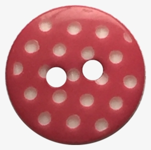 Dark Pink With White Dots Round Plastic Button, 2 Sizes - Polka Dot