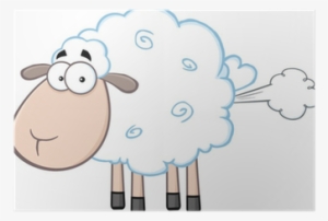 Cute White Sheep Cartoon Mascot Character With Fart - Cartoon Fart