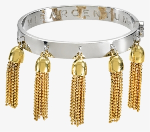 Tassel Dazzle Rhodium With Yellow Gold Tassels - Bracelet