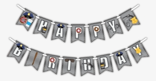 Police Cop "happy Birthday" Party Banner - Emoji Happy Birthday Banner