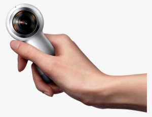 A Hand Holding The New Gear 360 Moves From The Right - Official Samsung Gear 360 2017 4k Vr Camera