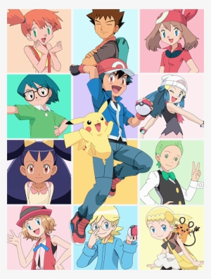 Ash And Pikachu With All Of Their Friends Pokemon People, - Pokemon