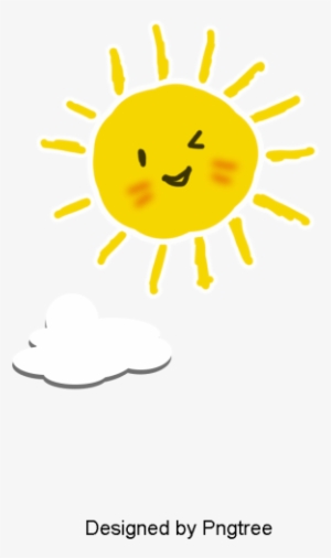 Cartoon Pintado A Mano Hermoso Sol - Vector Graphics