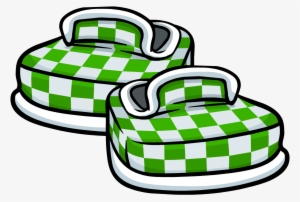 Green Checkered Shoes - Club Penguin Green Shoes