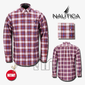 ~nautica Buttondown Checkered Red & Blue Long Sleeves - Plaid