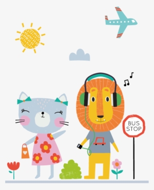 Lemon Ribbon Characters In A Busy Street Scene - Cartoon