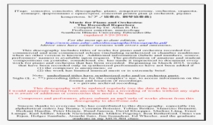 Music For Piano And Orchestra - Music