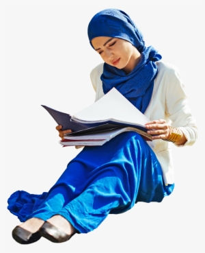 Teenager Woman Student Sitting, Arab Ethnic Fashion - People Cut Out Studying