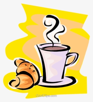 Cup Of Coffee And A Croissant Royalty Free Vector Clip - Clip Art