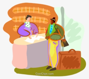 Tourist Checking Into Hotel Royalty Free Vector Clip - Front Office Clipart
