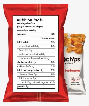 Nutritional Facts 1oz Bag Of Barbeque - Popchip Ridges Cheddar & Sour Cream .8 Oz
