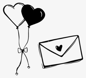 Black And White Hand Drawn Envelope Love Vector - Envelope