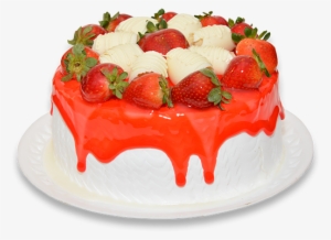 Massa Branca, Recheio De Mousse De Morango E Geléia - Torta Com Calda De Morango