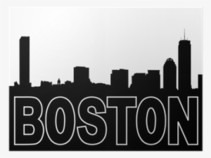 Boston Skyline Black Silhouette On White Poster • Pixers® - Boston Skyline Silhouette