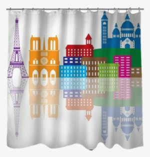 Paris City Skyline Silhouette Color Vector Illustration - Graphic Design