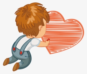 Drawing Child, Child Drawing, Cartoon, Vector Png And - Concept Of Love Cartoon