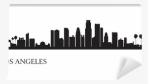 Los Angeles City Skyline Silhouette Background Wall - Buildings Black And White Clipart