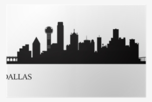 Dallas City Skyline Silhouette Background Poster • - Scrapbook Customs State Sightseeing Texas Stickers