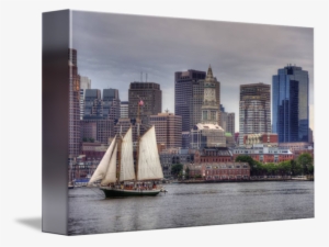 "boston Skyline And Tall Ship Sailing On The Harbor" - Boston
